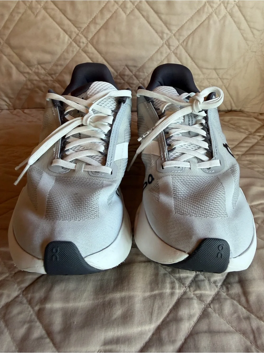 On Running White and Grey Women's Cloudsurfer Next Running Sneakers